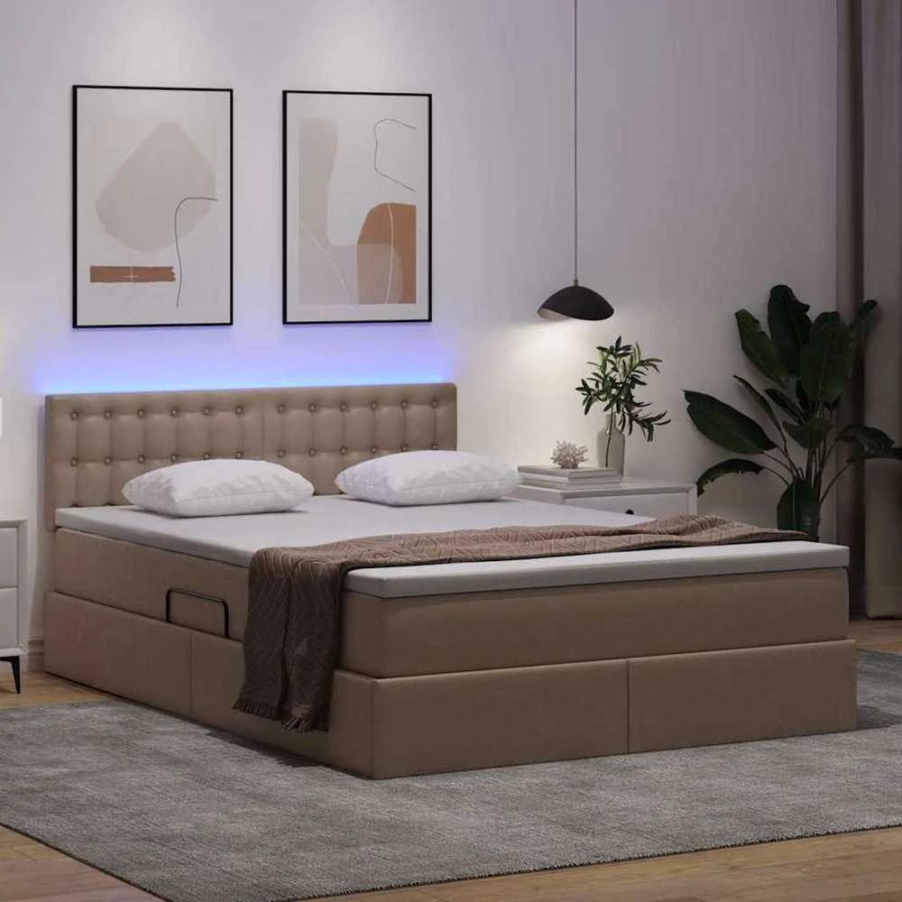 Lova su daiktų laikymo vieta ir LED Kapučino 140 x 190 cm