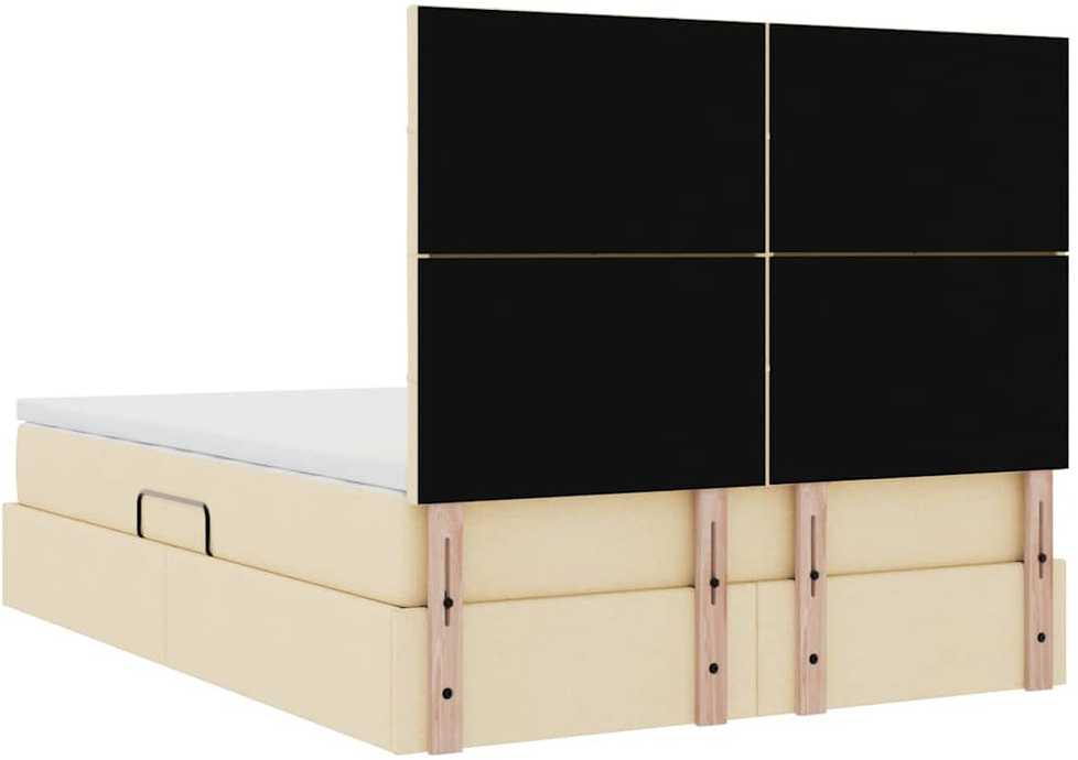 LED saugojimo lova su čiužiniu Kremas 140 x 190 cm Audinys