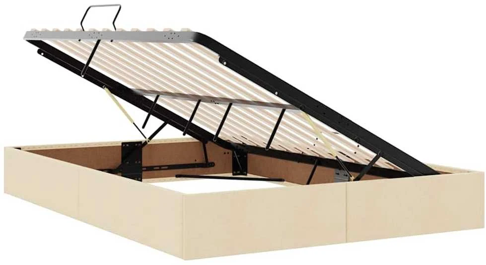 LED saugojimo lova su čiužiniu Kremas 140 x 190 cm Audinys