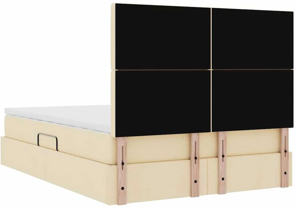 LED saugojimo lova su čiužiniu Kremas 140 x 190 cm Audinys