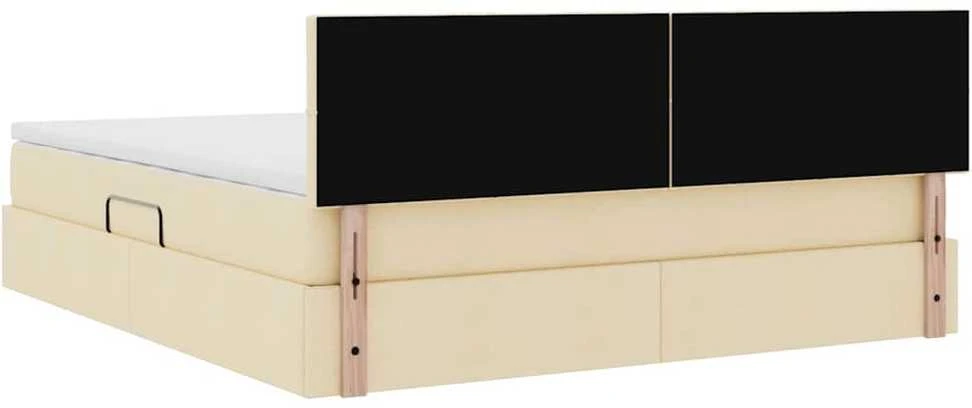LED saugojimo lova su čiužiniu Kremas 180 x 200 cm Audinys