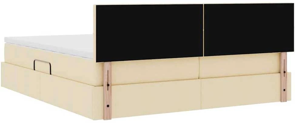 LED saugojimo lova su čiužiniu Kremas 180 x 200 cm Audinys