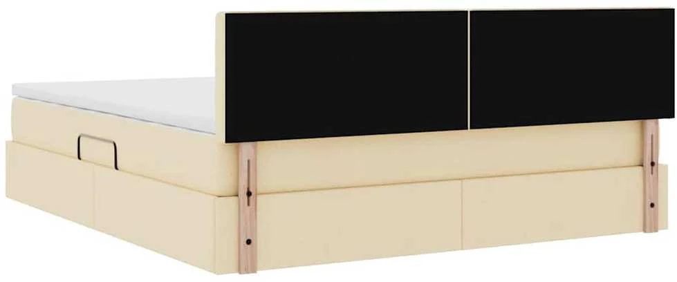 LED saugojimo lova su čiužiniu Kremas 180 x 200 cm Audinys