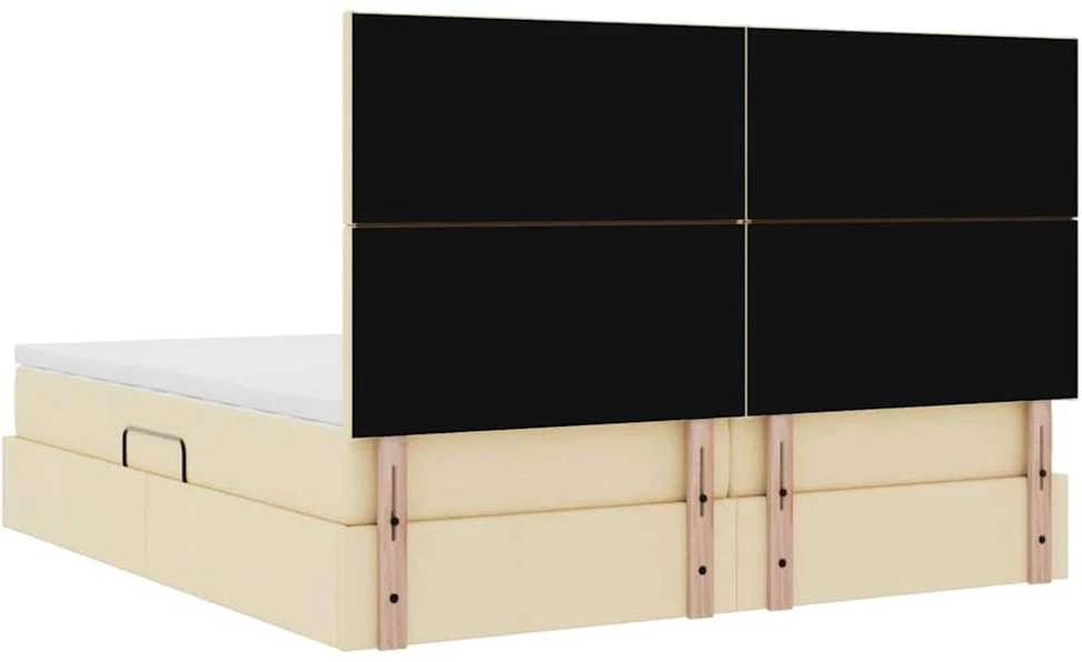 LED saugojimo lova su čiužiniu Kremas 200 x 200 cm Audinys