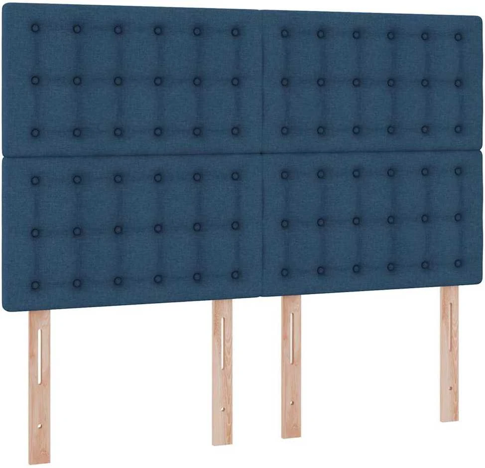 LED saugojimo lova su čiužiniu Mėlyna 140 x 200 cm Audinys