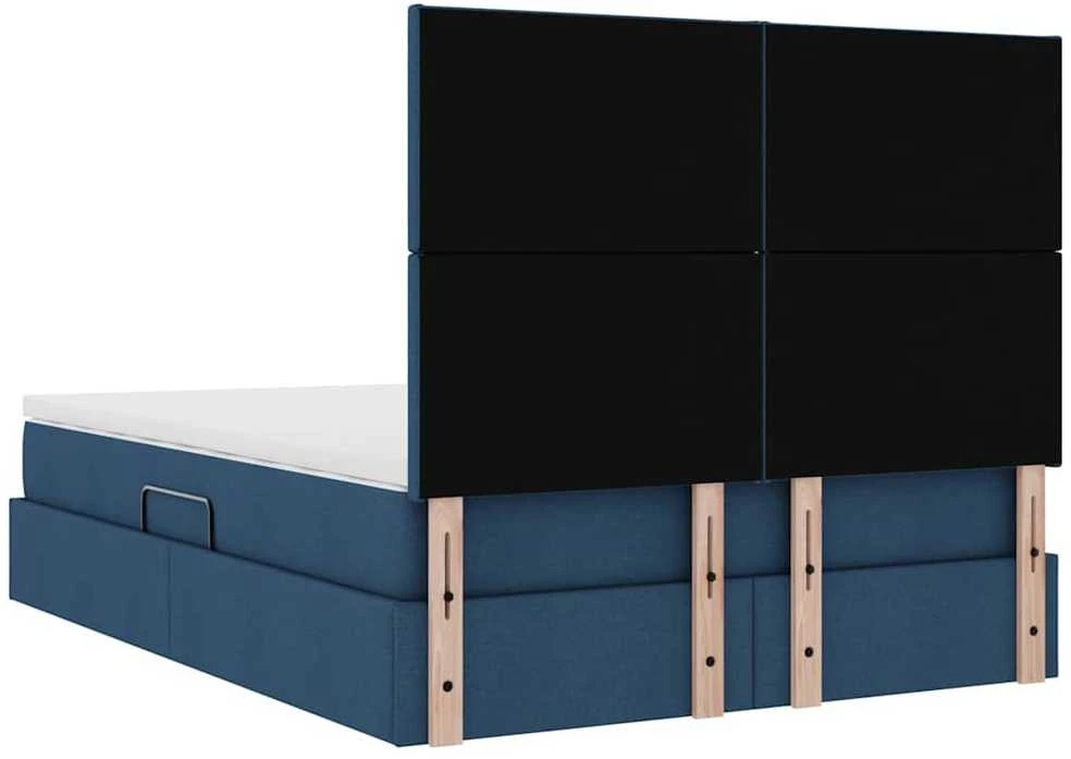 LED saugojimo lova su čiužiniu Mėlyna 140 x 200 cm Audinys