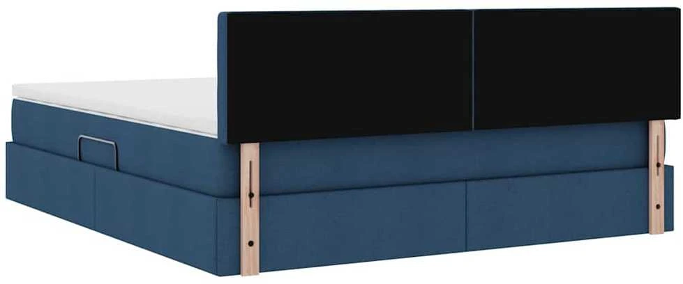LED saugojimo lova su čiužiniu Mėlyna 180 x 200 cm Audinys