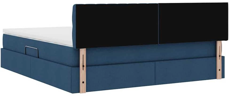 LED saugojimo lova su čiužiniu Mėlyna 180 x 200 cm Audinys