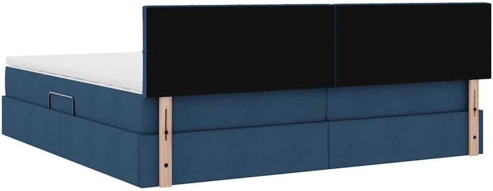 LED saugojimo lova su čiužiniu Mėlyna 200 x 200 cm Audinys