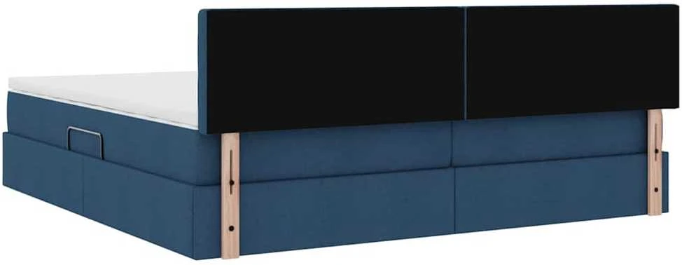 LED saugojimo lova su čiužiniu Mėlyna 200 x 200 cm Audinys