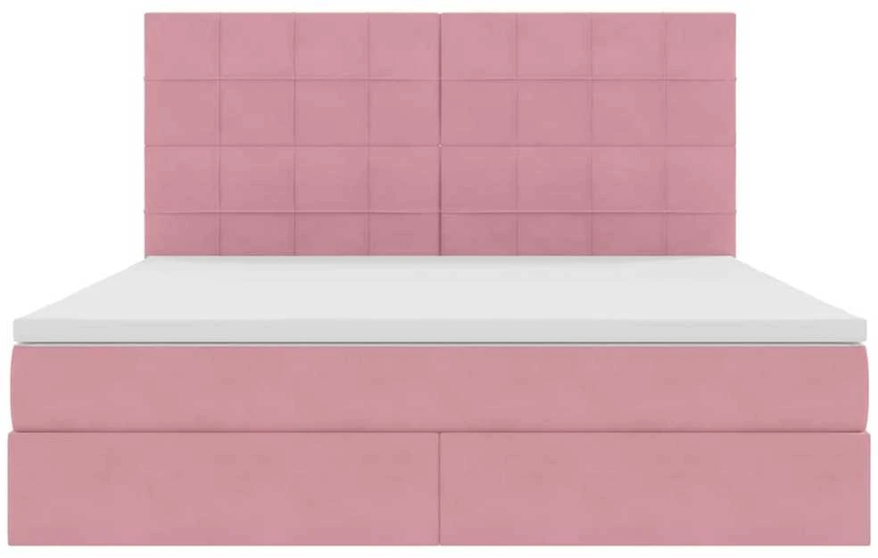 LED saugojimo lova su čiužiniu Rožinė 160 x 200 cm Aksomas