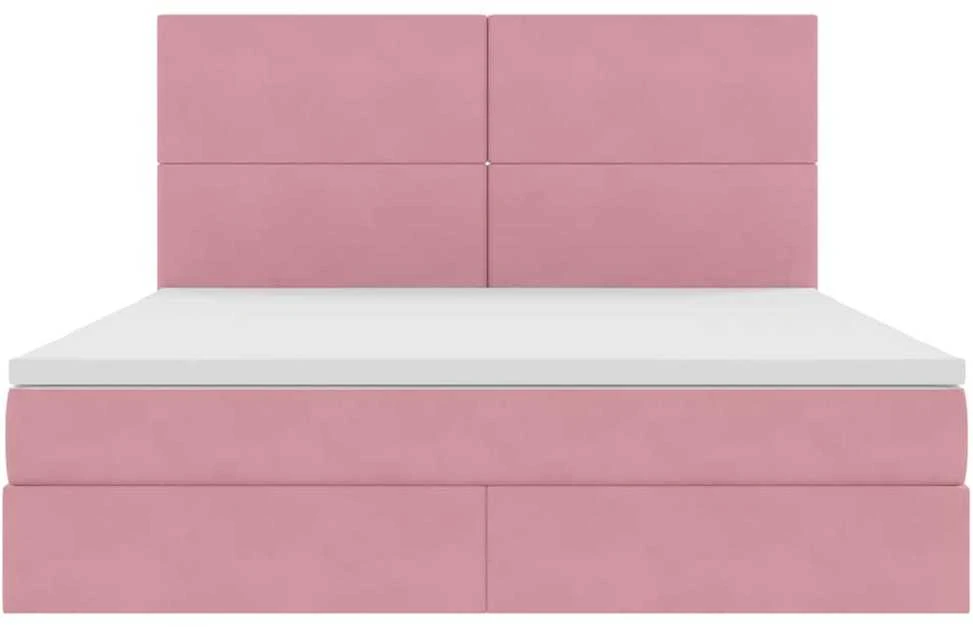LED saugojimo lova su čiužiniu Rožinė 180 x 200 cm Aksomas