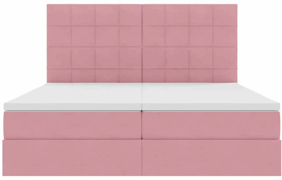 LED saugojimo lova su čiužiniu Rožinė 180 x 200 cm Aksomas