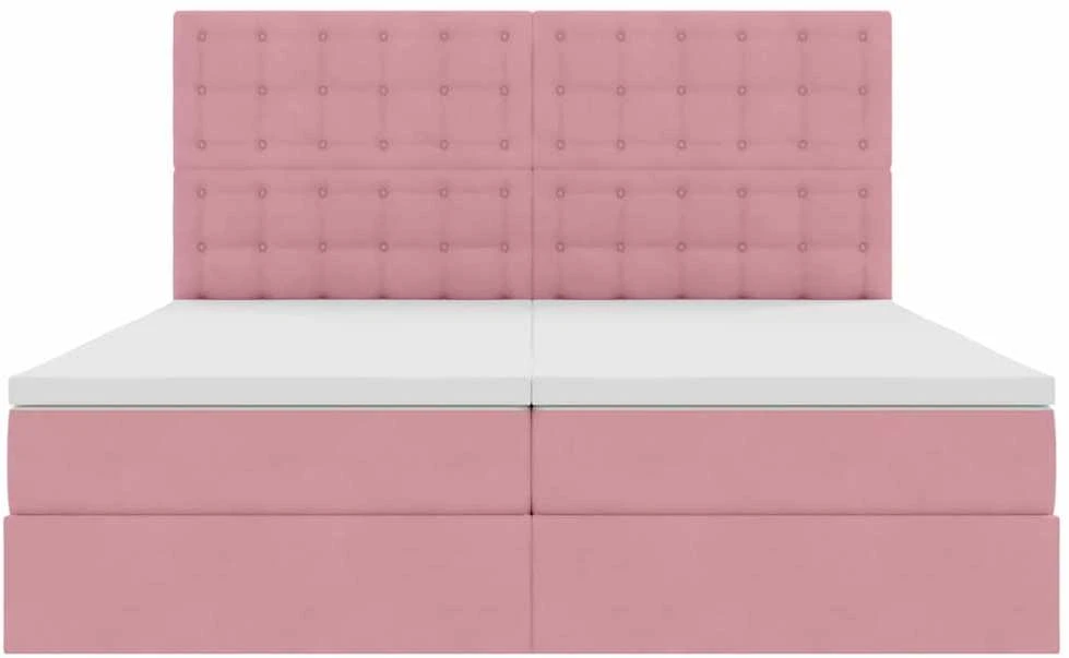 LED saugojimo lova su čiužiniu Rožinė 180 x 200 cm Aksomas
