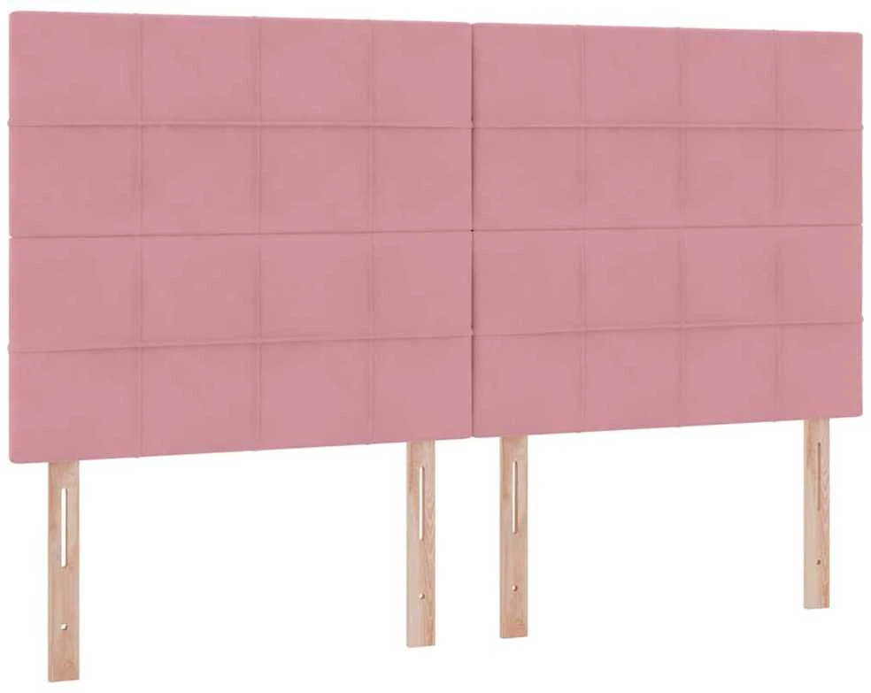 LED saugojimo lova su čiužiniu Rožinė 180 x 200 cm Aksomas