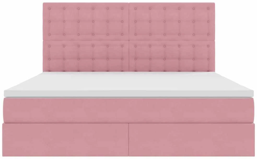 LED saugojimo lova su čiužiniu Rožinė 180 x 200 cm Aksomas
