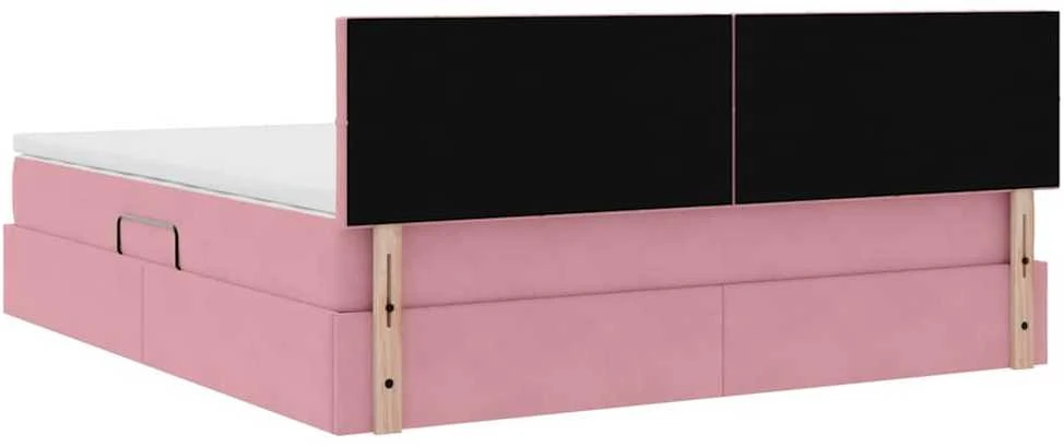 LED saugojimo lova su čiužiniu Rožinė 180 x 200 cm Aksomas