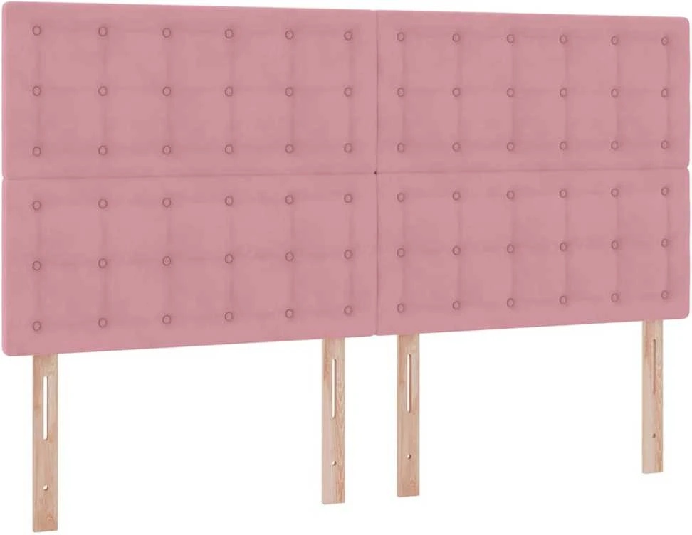 LED saugojimo lova su čiužiniu Rožinė 180 x 200 cm Aksomas