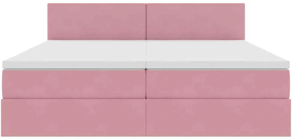LED saugojimo lova su čiužiniu Rožinė 200 x 200 cm Aksomas