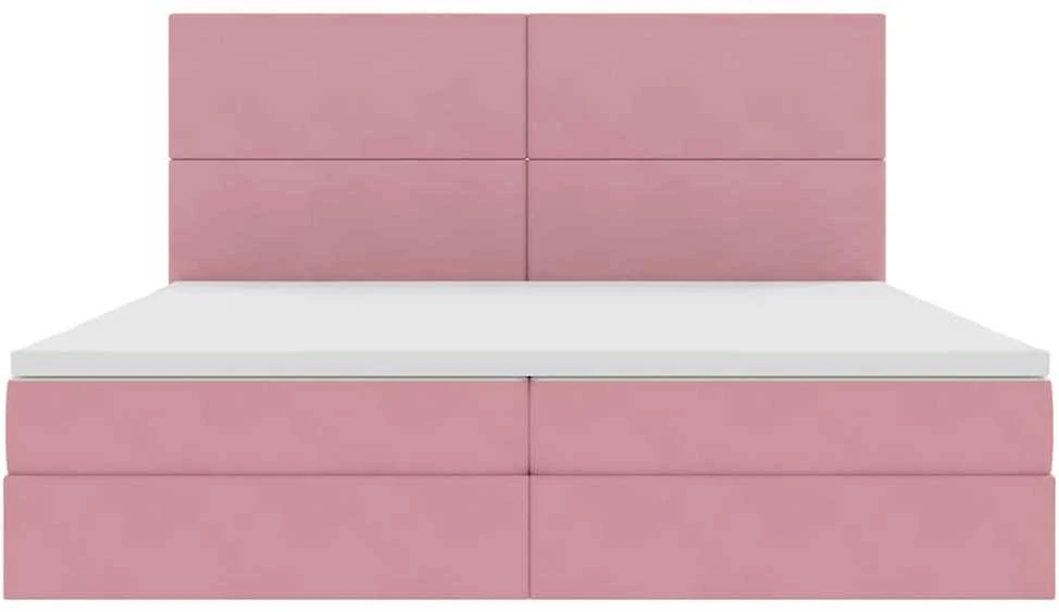 LED saugojimo lova su čiužiniu Rožinė 200 x 200 cm Aksomas