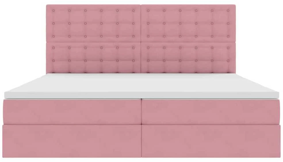 LED saugojimo lova su čiužiniu Rožinė 200 x 200 cm Aksomas