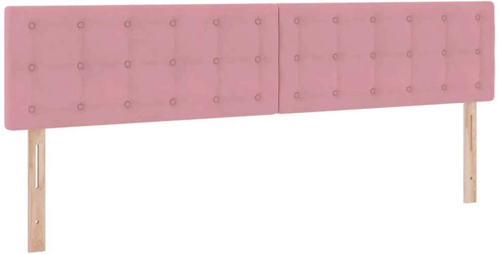 LED saugojimo lova su čiužiniu Rožinė 200 x 200 cm Aksomas