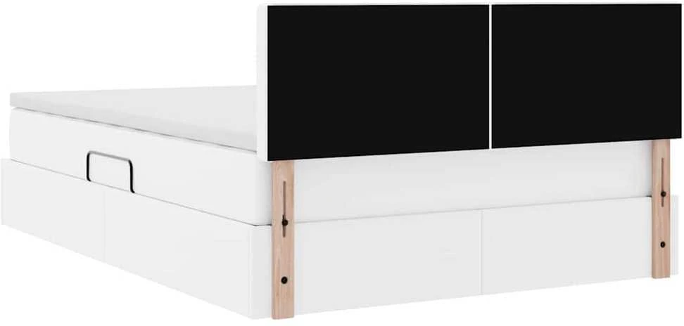 Lova su daiktų laikymo vieta ir LED Švari balta 140 x 190 cm