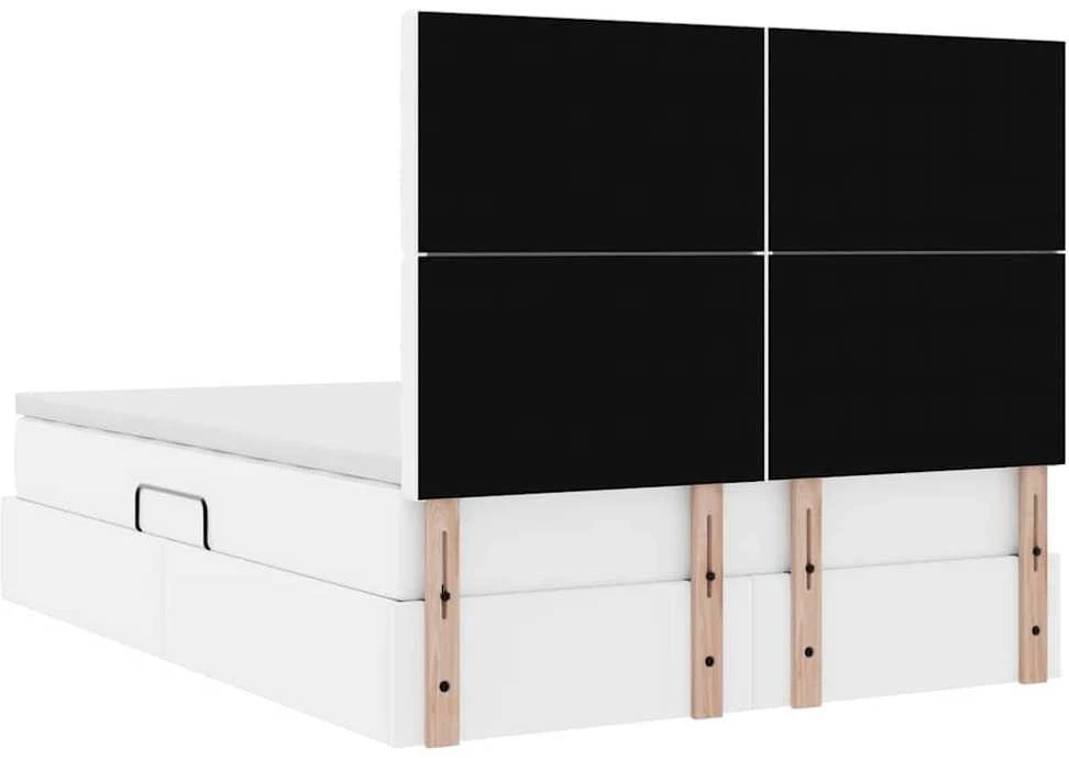 Lova su daiktų laikymo vieta ir LED Švari balta 140 x 190 cm