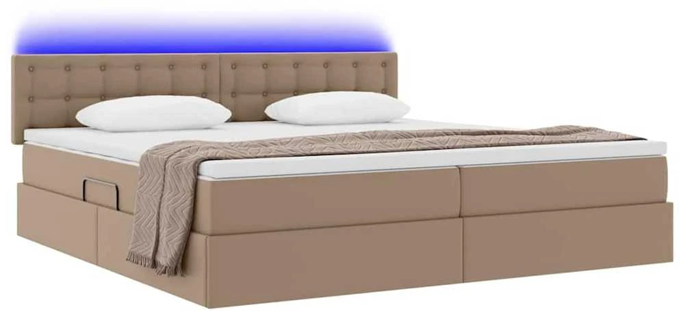 Lova su daiktų laikymo vieta ir LED Šviesiai pilka 200 x 200 cm
