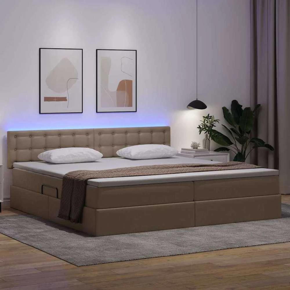 Lova su daiktų laikymo vieta ir LED Šviesiai pilka 200 x 200 cm