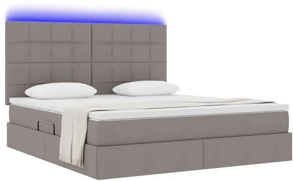 LED saugojimo lova su čiužiniu Taupe 180 x 200 cm Audinys
