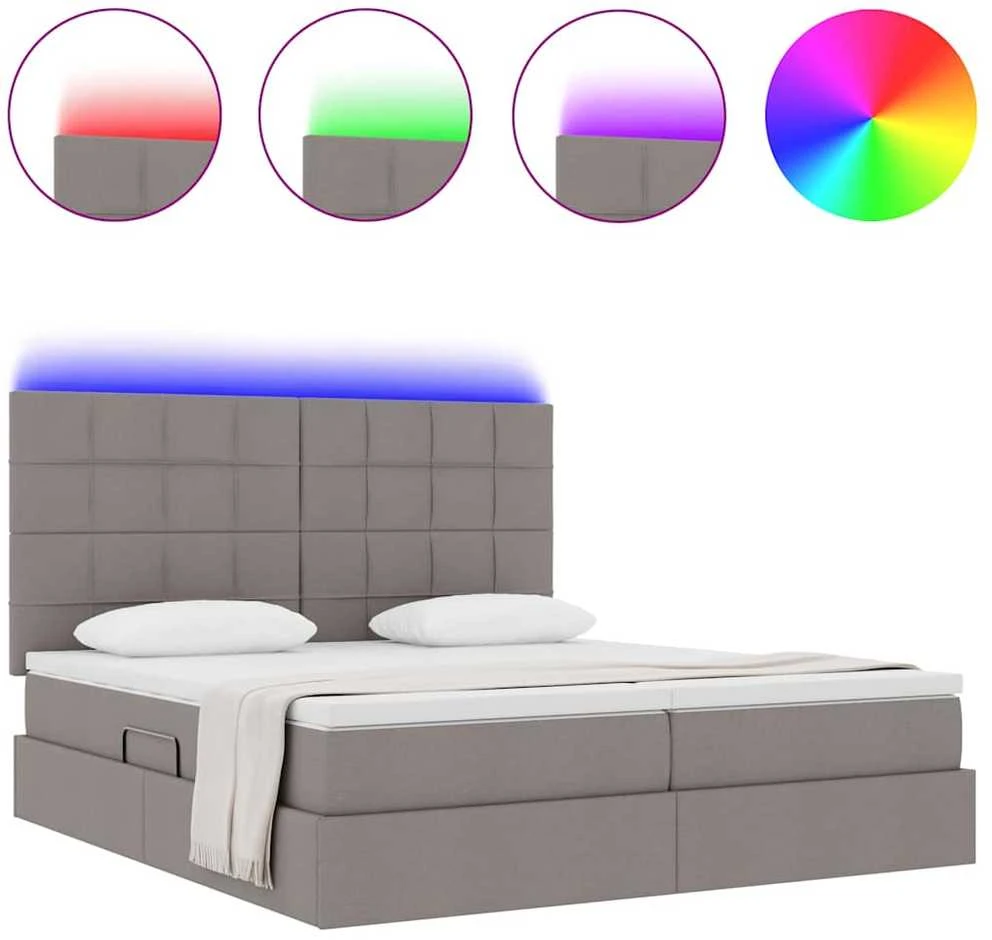 LED saugojimo lova su čiužiniu Taupe 180 x 200 cm Audinys