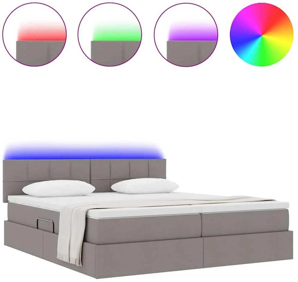 LED saugojimo lova su čiužiniu Taupe 180 x 200 cm Audinys