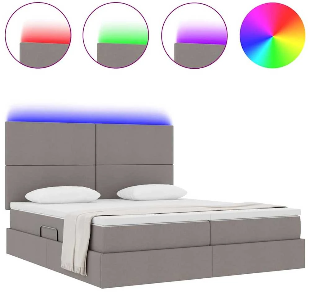 LED saugojimo lova su čiužiniu Taupe 180 x 200 cm Audinys