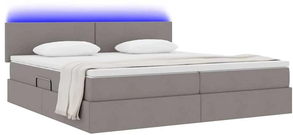 LED saugojimo lova su čiužiniu Taupe 200 x 200 cm Audinys