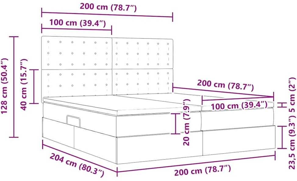 LED saugojimo lova su čiužiniu Taupe 200 x 200 cm Audinys