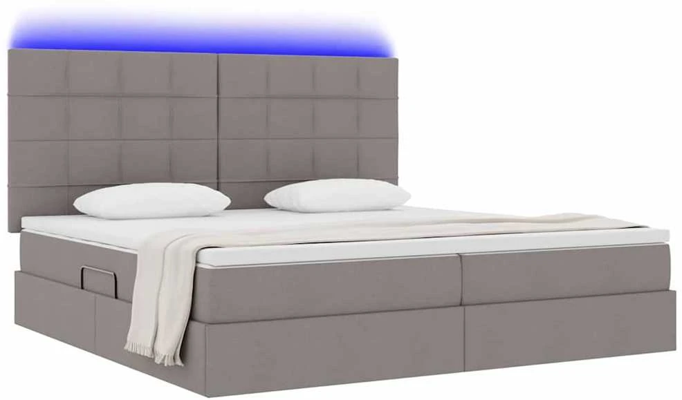 LED saugojimo lova su čiužiniu Taupe 200 x 200 cm Audinys