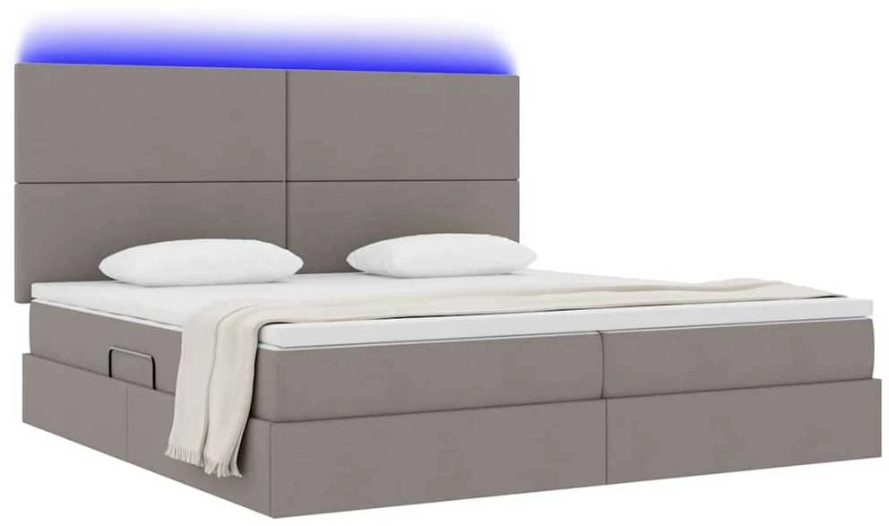 LED saugojimo lova su čiužiniu Taupe 200 x 200 cm Audinys