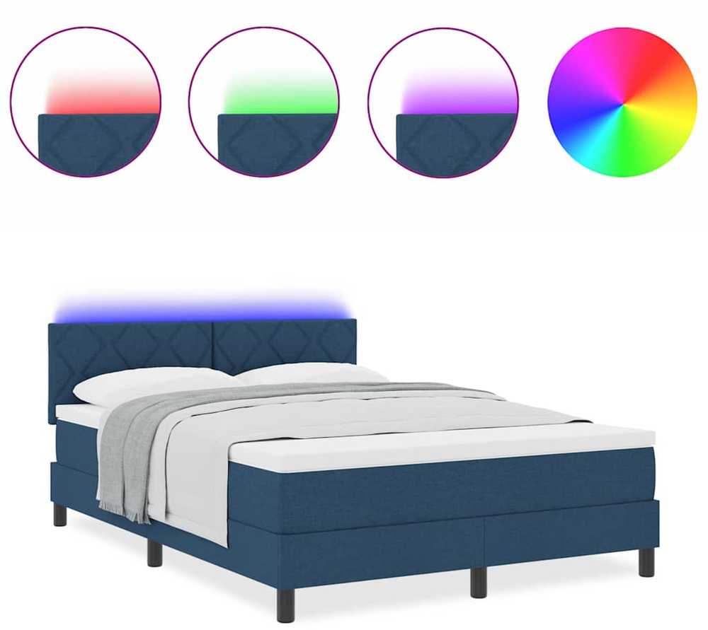 Kiemas lova su LED juostelėmis Mėlyna 140 x 190 cm audinys