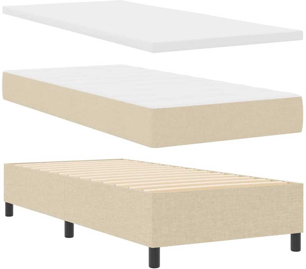 Kiemas lova su LED juostelėmis Kreminė 90 x 190 cm audinys