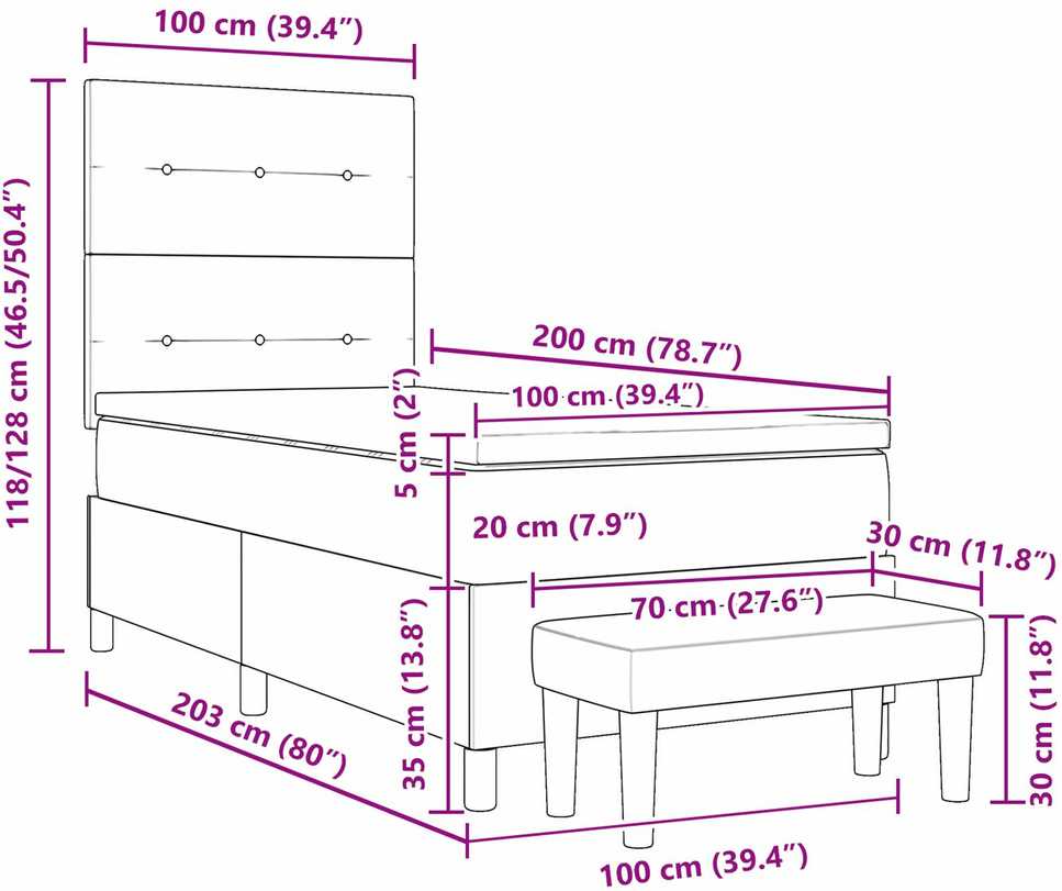 Kiemas lova su galvūgalio Tamsiai rudas 100 x 200 cm audinys