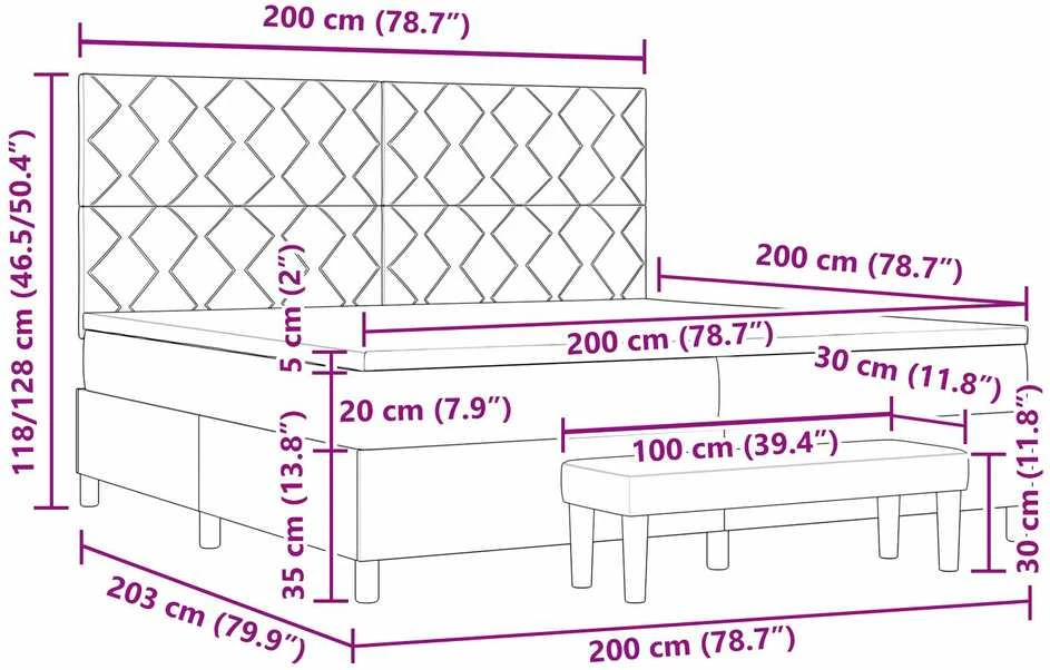 Kiemas lova su galvūgalio Tamsiai rudas 200 x 200 cm audinys