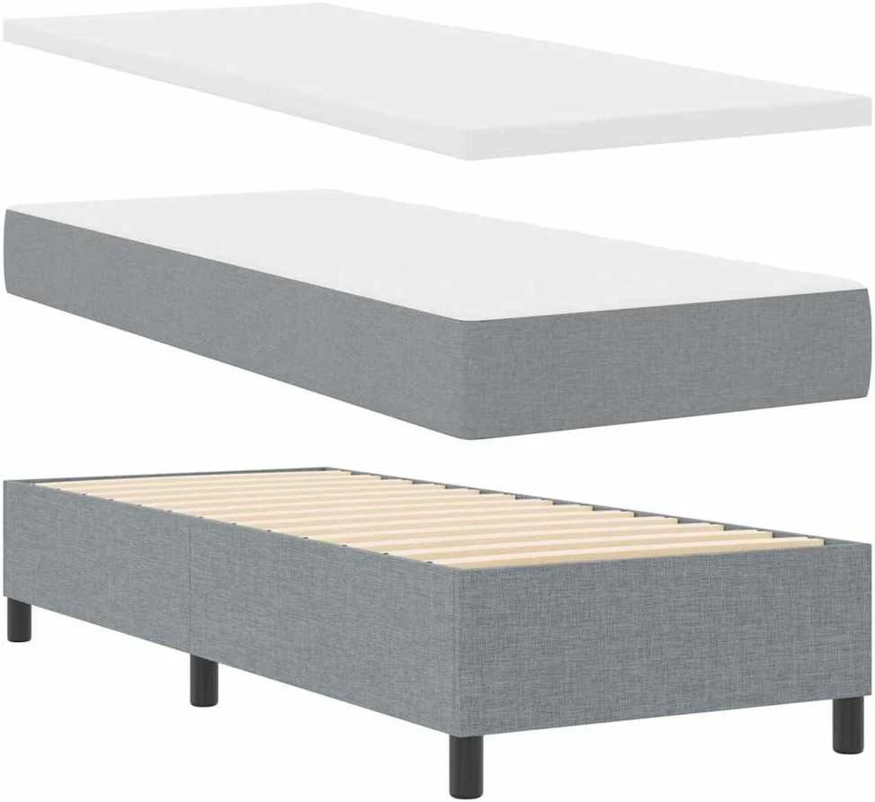 Kiemas lova su čiužiniu Šviesiai pilka 90 x 200 cm audinys