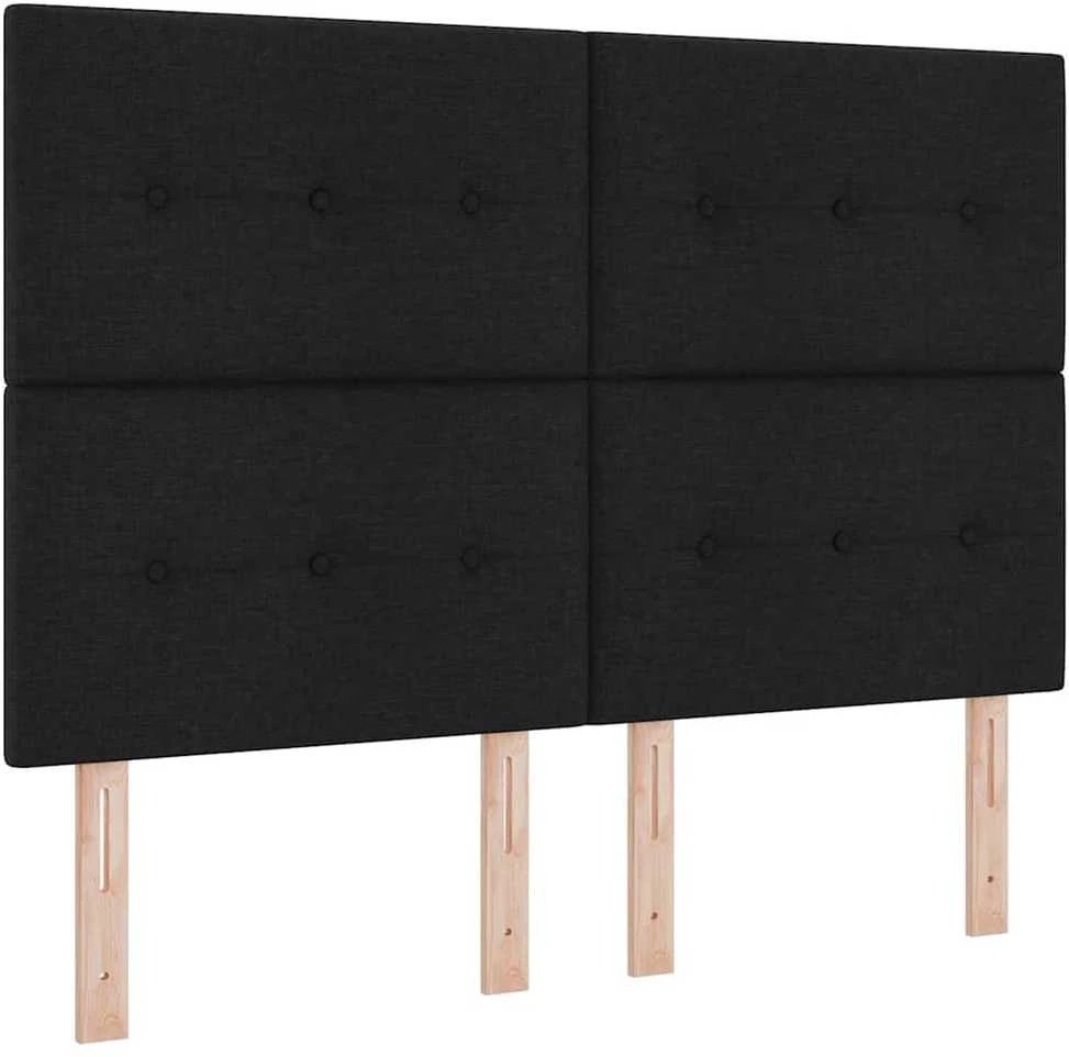 Kiemas lova su LED juostelėmis Juoda 160 x 200 cm audinys