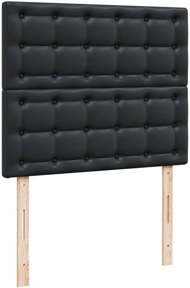 Lova su spyruoklėmis/čiužiniu, juoda, 120x200cm, dirbtinė oda
