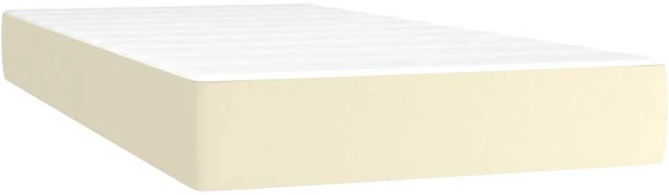 Lova su spyruoklėmis/čiužiniu, kreminė, 90x200 cm, dirbtinė oda