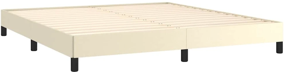 Lova su spyruoklėmis/čiužiniu, kreminė, 180x200cm, dirbtinė oda