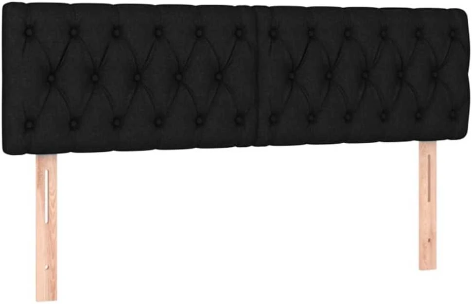 Lova su spyruoklėmis/čiužiniu/LED, juoda, 140x200 cm, audinys