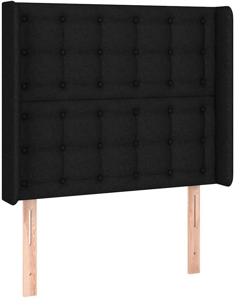 Lova su spyruoklėmis/čiužiniu/LED, juoda, 90x200 cm, audinys