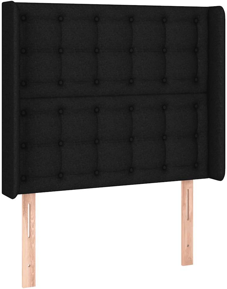 Lova su spyruoklėmis/čiužiniu/LED, juoda, 80x200cm, audinys